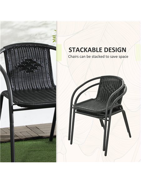 Outsunny 3 Pieces Rattan Bistro Set - Black - pic 156358 | FastDaddyshop