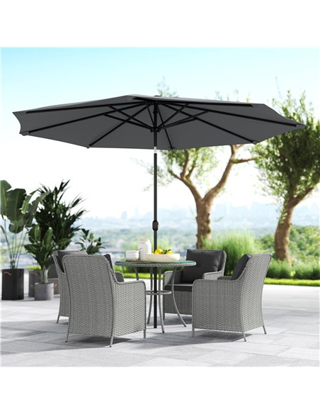 Outsunny 4 Seater Rattan Dining Set with Parasol & Cushions - Light Grey - pic 156369 | FastDaddyshop