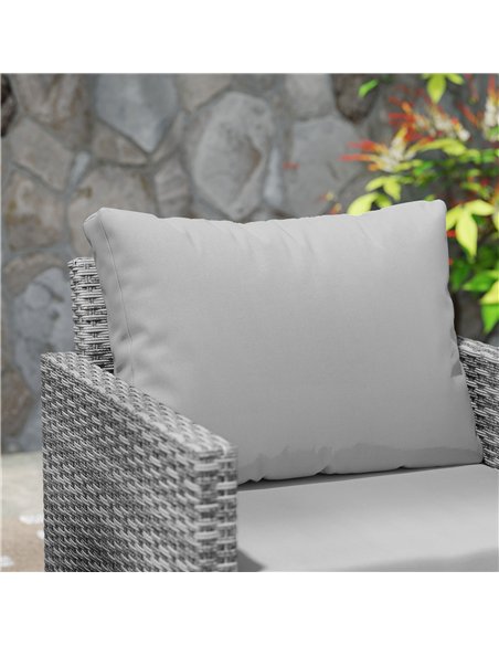 Outsunny 3 Pieces Rattan Bistro Set with 4 Cushions, Wicker Garden Furniture Set, Glass Top Coffee Table and Chairs for Outdoor  - pic 156388 | FastDaddyshop