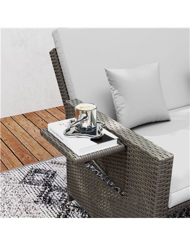 Outsunny Rattan Day Bed, with Footstool - Light Grey