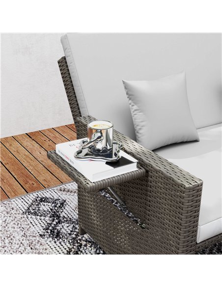 Outsunny Rattan Day Bed, with Footstool - Light Grey - pic 156407 | FastDaddyshop