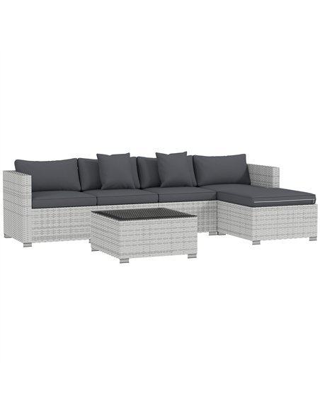 Outsunny 6 Pieces Rattan Corner Sofa Set - Mixed Grey - pic 156408 | FastDaddyshop