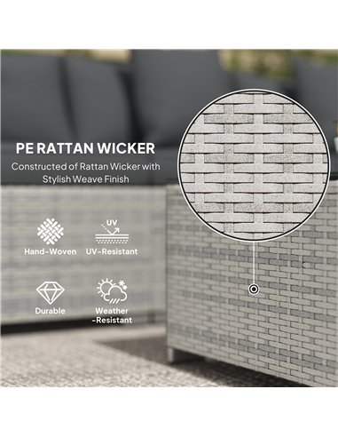 Outsunny 6 Pieces Rattan Corner Sofa Set - Mixed Grey