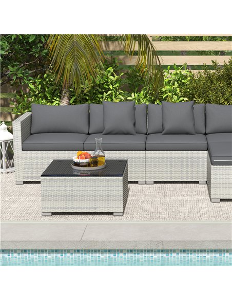 Outsunny 6 Pieces Rattan Corner Sofa Set - Mixed Grey - pic 156415 | FastDaddyshop