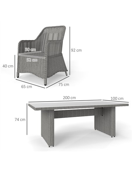 Outsunny 6 Seater Rattan Dining Set, Round PE Rattan Garden Furniture Set with Seat and Back Cushions, Aluminium Outdoor Dining  - pic 156419 | FastDaddyshop