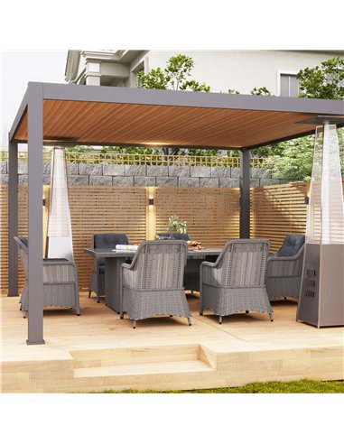 Outsunny 6 Seater Rattan Dining Set, Round PE Rattan Garden Furniture Set with Seat and Back Cushions, Aluminium Outdoor Dining 