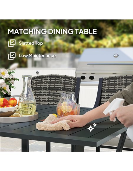 Outsunny Rattan Garden Furniture Set with Cushions, 6 Seater Rattan Dining Set with 6 Armchairs, 150 x 96cm Rectangular Table, U - pic 156431 | FastDaddyshop