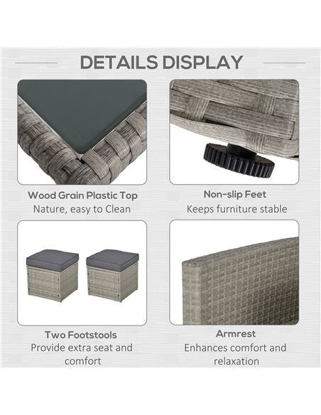 Outsunny 6 PCS Outdoor Patio PE Rattan Wicker Tempered Glass Dining Table Sets for Garden Backyard w/ Cushions & Mixed Grey - pic 15644 | FastDaddyshop