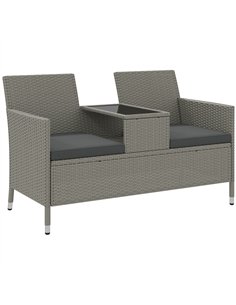 Outsunny 2-Seater PE Rattan Outdoor Garden Bench w/ Centre Table Grey