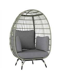 Outsunny Rattan Egg Chair with Cushions and Pillows, Charcoal Grey