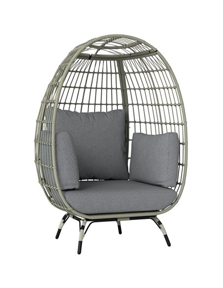 Outsunny Rattan Egg Chair with Cushions and Pillows, Charcoal Grey - pic 156453 | FastDaddyshop