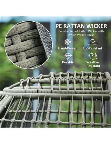 Outsunny Rattan Egg Chair with Cushions and Pillows, Charcoal Grey