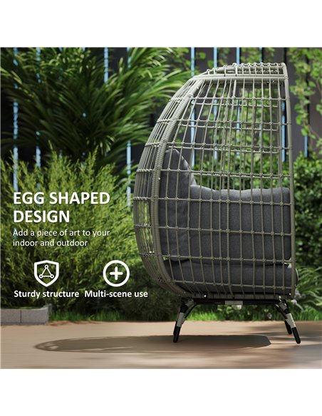 Outsunny Rattan Egg Chair with Cushions and Pillows, Charcoal Grey - pic 156457 | FastDaddyshop