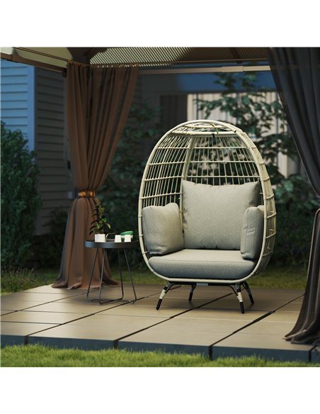 Outsunny Rattan Egg Chair with Cushions and Pillows, Charcoal Grey - pic 156459 | FastDaddyshop