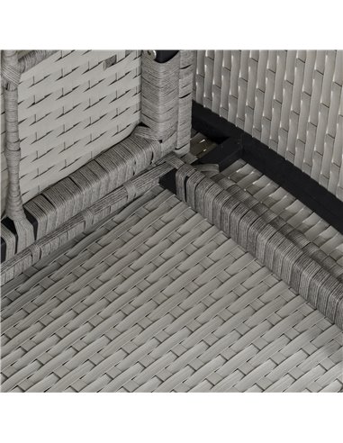 Outsunny 6 PCS Outdoor Patio PE Rattan Wicker Tempered Glass Dining Table Sets for Garden Backyard w/ Cushions & Mixed Grey