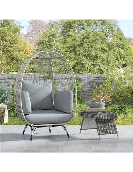 Outsunny Rattan Egg Chair with Cushions and Pillows, Charcoal Grey - pic 156460 | FastDaddyshop