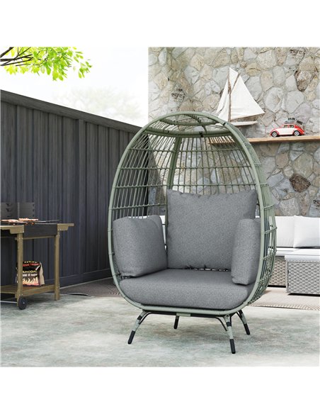 Outsunny Rattan Egg Chair with Cushions and Pillows, Charcoal Grey - pic 156461 | FastDaddyshop