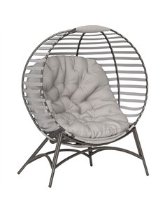 Outsunny Egg Chair with Cushion & Side Pocket - Light Grey