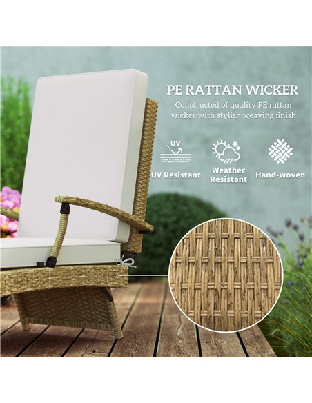 Outsunny 80° Reclining Rattan Lounger - White/Beige - pic 156484 | FastDaddyshop