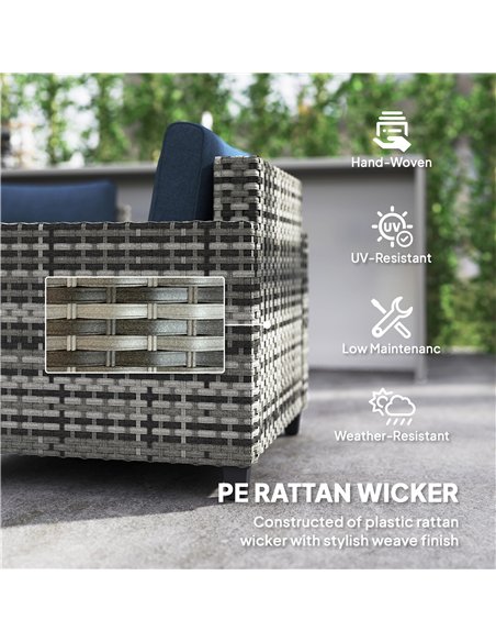 Outsunny Six-Piece Modular Rattan Sofa Set - Navy Blue - pic 156502 | FastDaddyshop