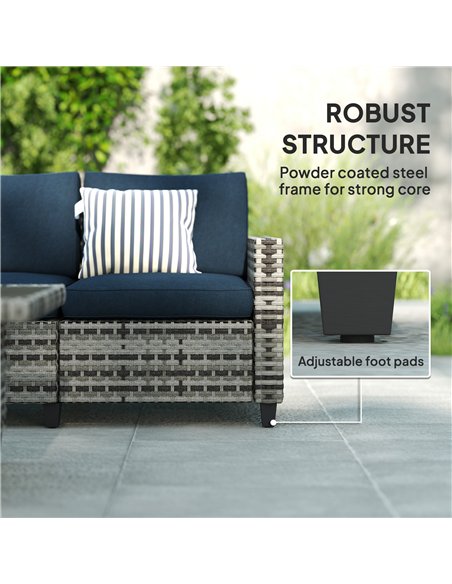 Outsunny Six-Piece Modular Rattan Sofa Set - Navy Blue - pic 156503 | FastDaddyshop