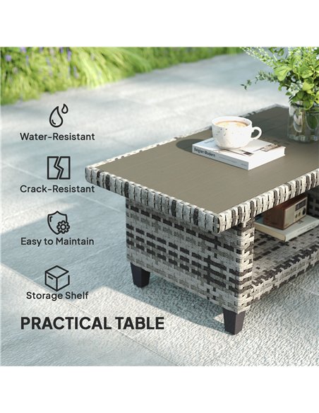 Outsunny Six-Piece Modular Rattan Sofa Set - Navy Blue - pic 156505 | FastDaddyshop