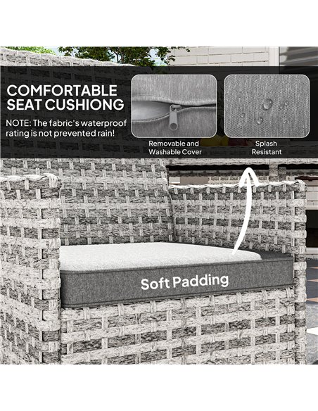 Outsunny Rattan Garden Furniture Set, Outdoor Dining Table and Chairs 4 Seater with Cushions, Square Tempered Glass Top, 4 Armch - pic 156528 | FastDaddyshop