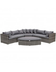 Outsunny 6 PCs Outdoor Rattan Wicker Corner Design Sofa Set with Cushions, Grey