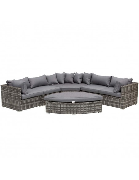 Outsunny 6 PCs Outdoor Rattan Wicker Corner Design Sofa Set with Cushions, Grey - pic 15654 | FastDaddyshop