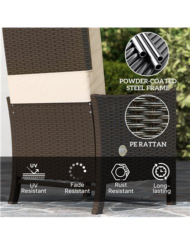 Outsunny 5 Piece Rattan Garden Furniture Set, Wicker Patio Sofa Set with 2 Armchairs, 2 Footstools, Glass Top Coffee Table with 