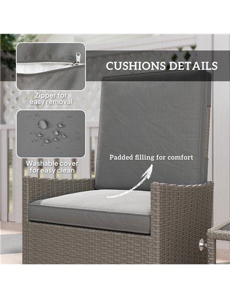 Outsunny 5 Piece Rattan Garden Furniture Set, Wicker Patio Sofa Set with 2 Armchairs, 2 Footstools, Glass Top Coffee Table with  - pic 156548 | FastDaddyshop