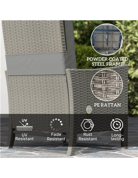 Outsunny 5 Piece Rattan Garden Furniture Set, Wicker Patio Sofa Set with 2 Armchairs, 2 Footstools, Glass Top Coffee Table with  - pic 156550 | FastDaddyshop