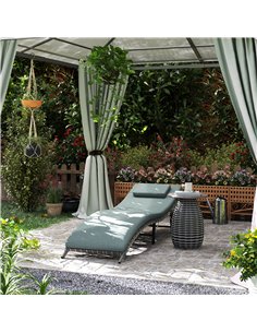 Outsunny Rattan Folding Sun Lounger Outdoor Chair with Cushion and Pillow Mixed Grey 2