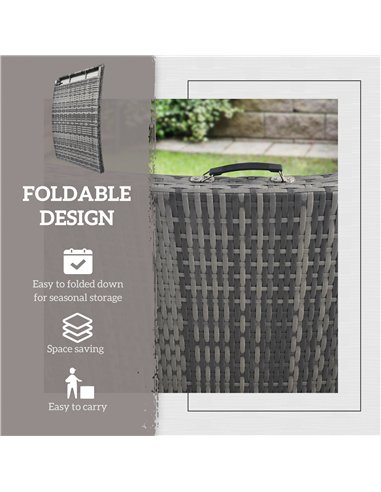 Outsunny Rattan Folding Sun Lounger Outdoor Chair with Cushion and Pillow Mixed Grey