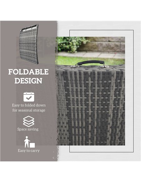 Outsunny Rattan Folding Sun Lounger Outdoor Chair with Cushion and Pillow Mixed Grey - pic 156558 | FastDaddyshop