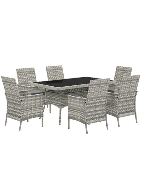 Outsunny Seven-Piece Rattan Dining Set - Mixed-Grey - pic 156579 | FastDaddyshop