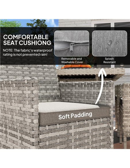 Outsunny Seven-Piece Rattan Dining Set - Mixed-Grey - pic 156582 | FastDaddyshop