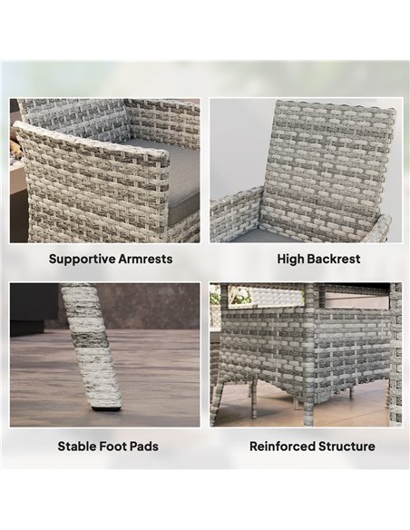 Outsunny Seven-Piece Rattan Dining Set - Mixed-Grey - pic 156585 | FastDaddyshop