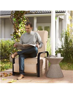 Outsunny 140° Reclining Rattan Armchair - Brown/Khaki 2