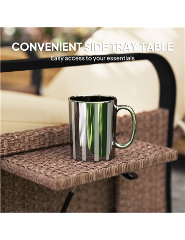 Outsunny 140° Reclining Rattan Armchair - Brown/Khaki