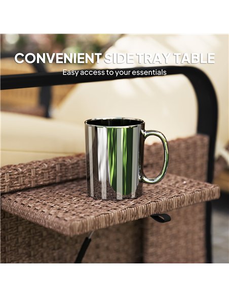 Outsunny 140° Reclining Rattan Armchair - Brown/Khaki - pic 156612 | FastDaddyshop