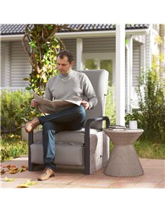 Outsunny 140° Reclining Rattan Armchair - Mixed Grey 2