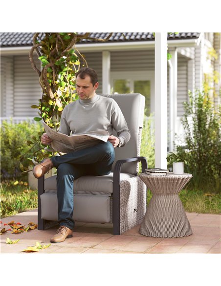 Outsunny 140° Reclining Rattan Armchair - Mixed Grey - pic 156616 | FastDaddyshop