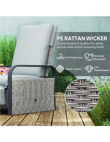 Outsunny 140° Reclining Rattan Armchair - Mixed Grey - pic 156619 | FastDaddyshop
