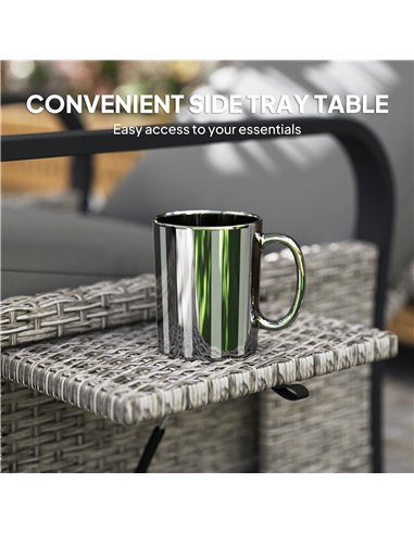 Outsunny 140° Reclining Rattan Armchair - Mixed Grey