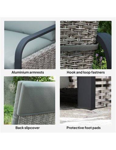 Outsunny 140° Reclining Rattan Armchair - Mixed Grey