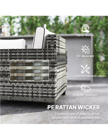 Outsunny Six-Piece Modular Rattan Sofa Set - Light Grey