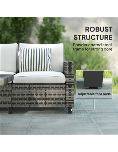 Outsunny Six-Piece Modular Rattan Sofa Set - Light Grey