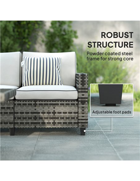 Outsunny Six-Piece Modular Rattan Sofa Set - Light Grey - pic 156629 | FastDaddyshop