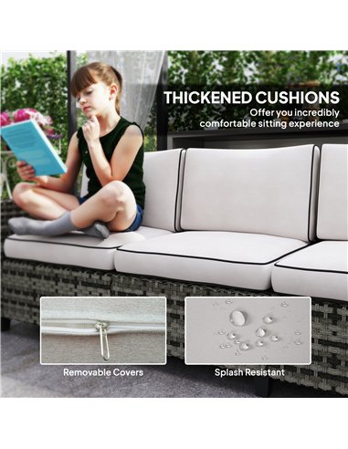 Outsunny Six-Piece Modular Rattan Sofa Set - Light Grey